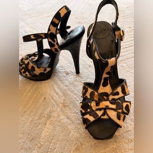 BCBG Leopard Print High Heel Sandals
